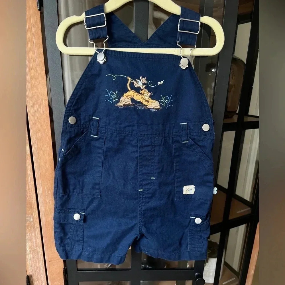 Vintage Winnie The Pooh overalls toddler embroidered Y2K tigger navy 90s disney